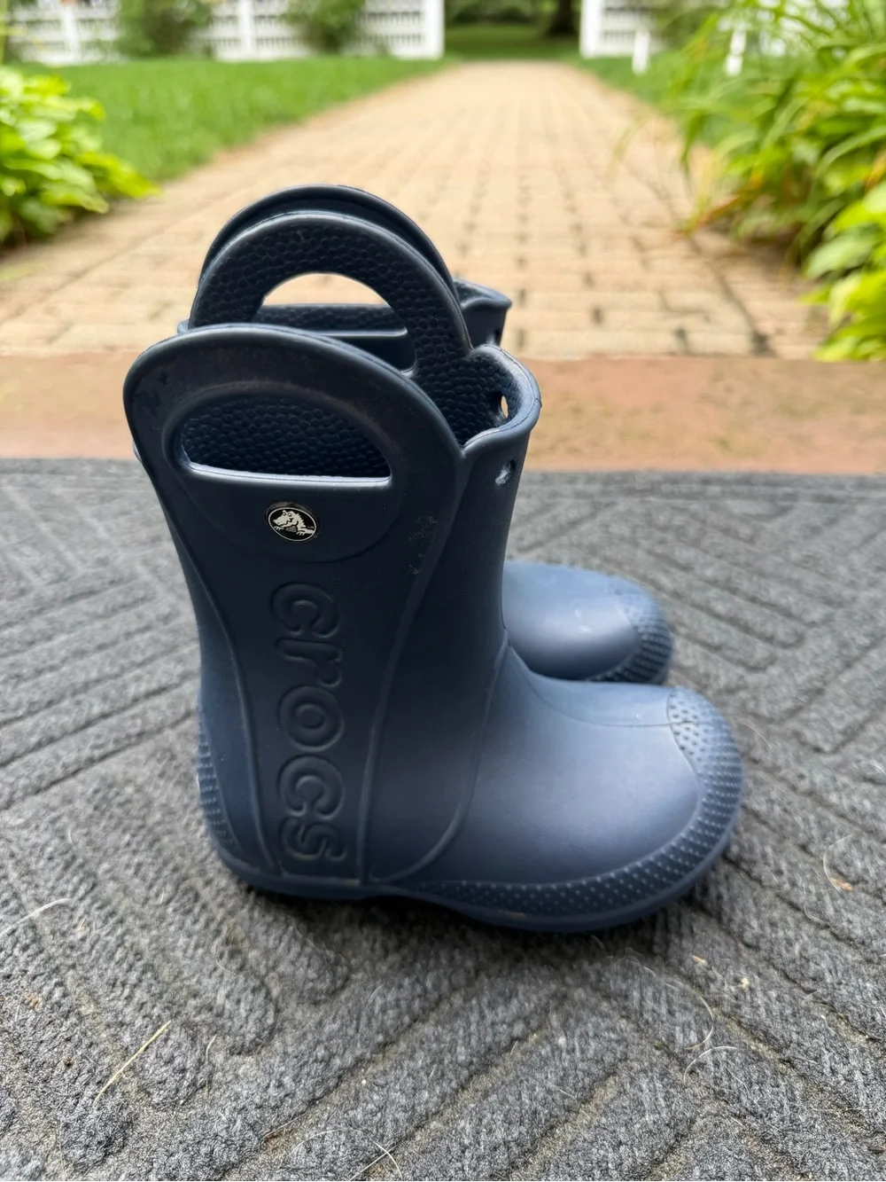 CROCS Toddler C9 Navy Rain Boots with Easy Hand Loops